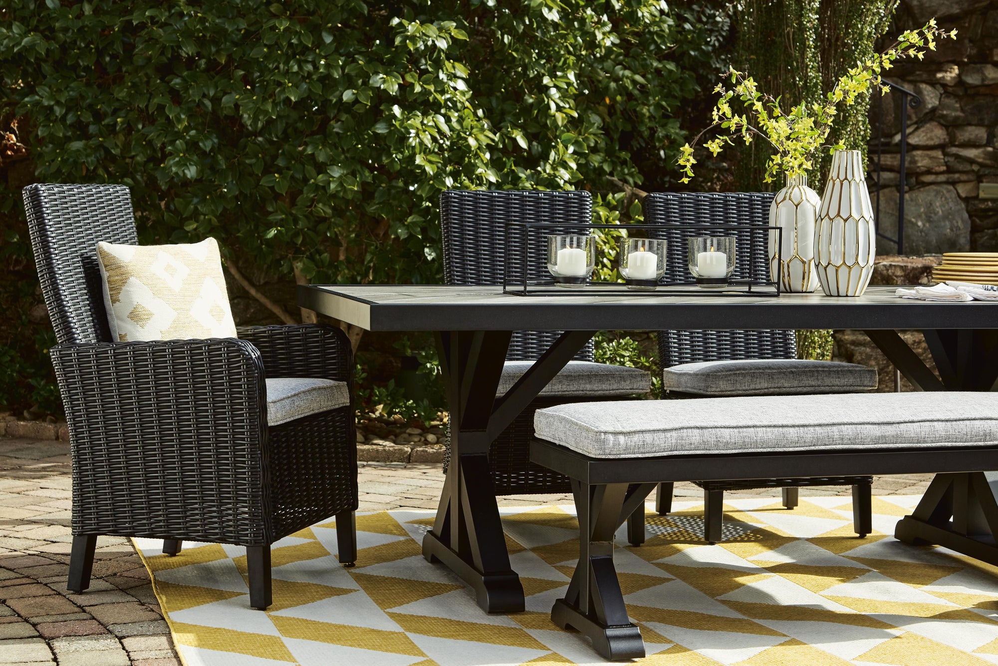 Fire Island Black Outdoor 84" Rect Dining Table
