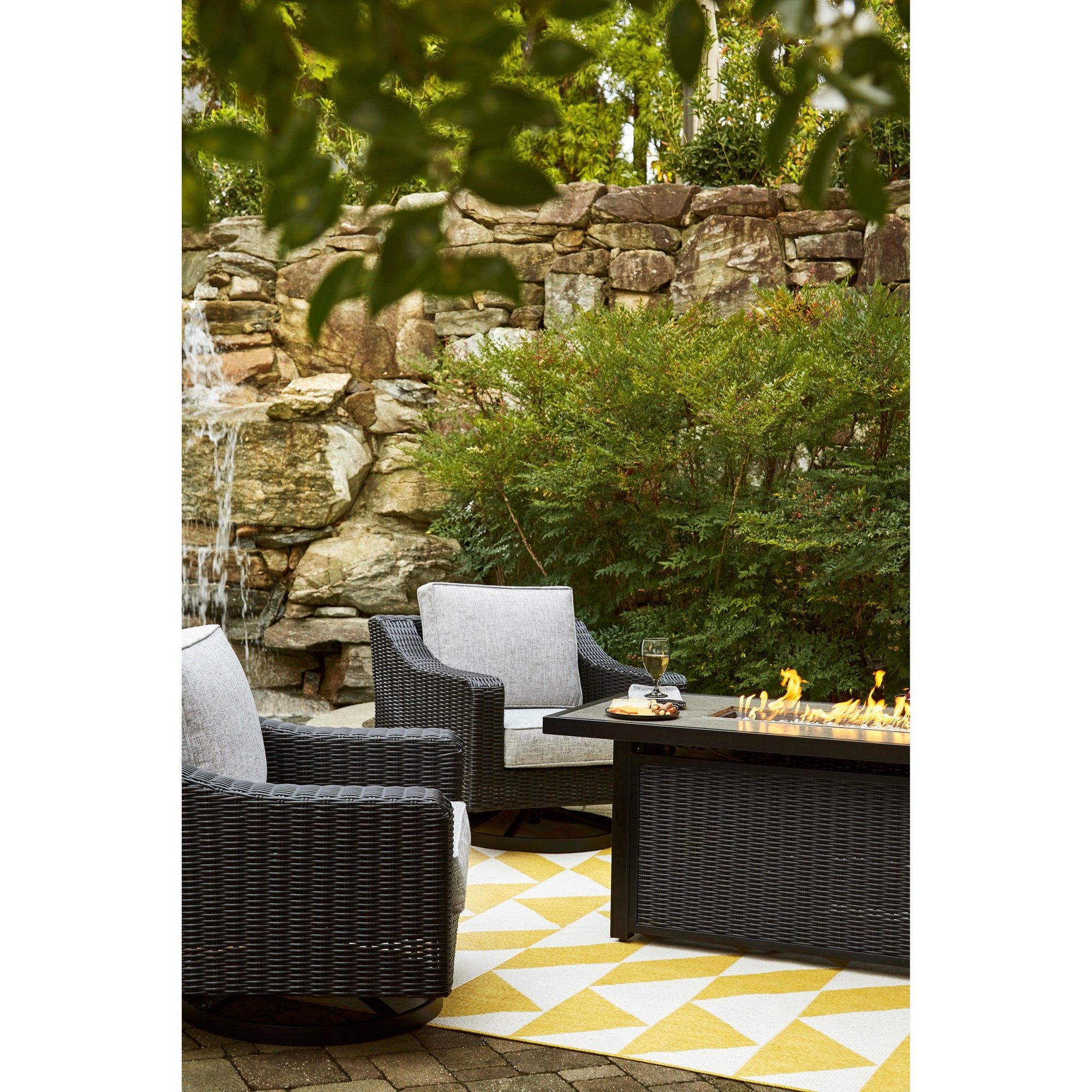 Fire Island Outdoor 58" Black Firepit Table - NEW