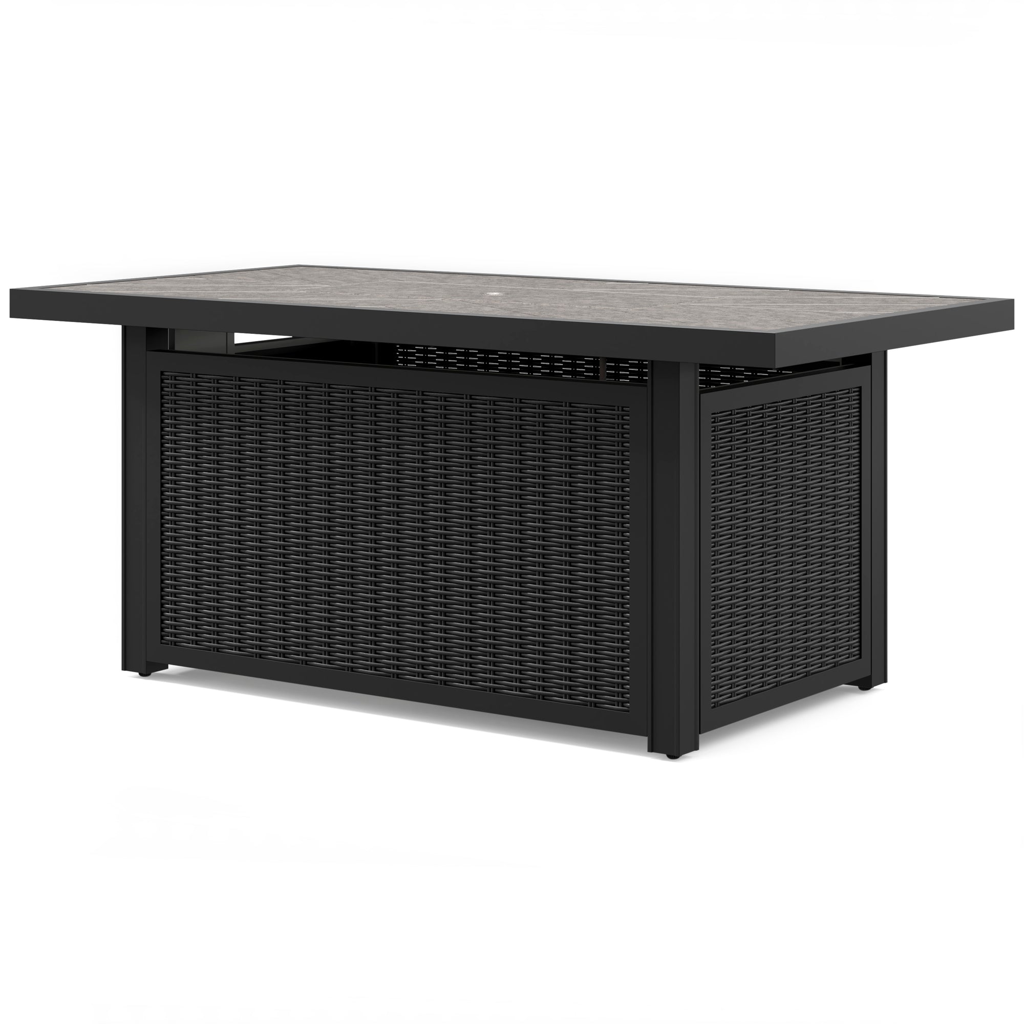 Fire Island Outdoor 58" Black Firepit Table - NEW