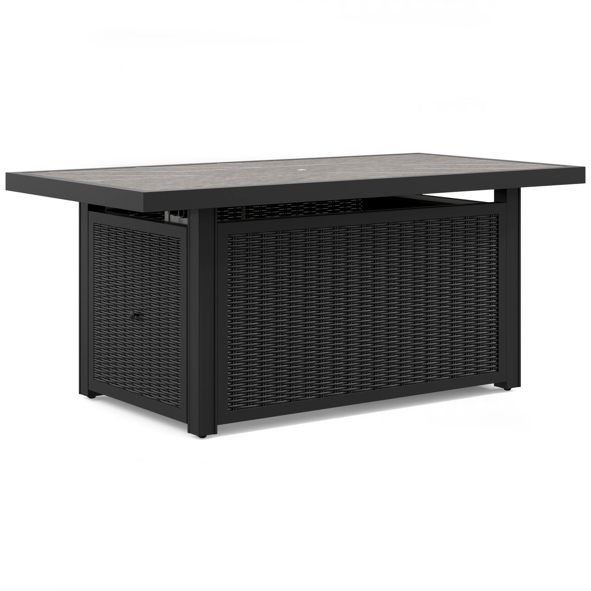 Fire Island Outdoor 58" Black Firepit Table - NEW