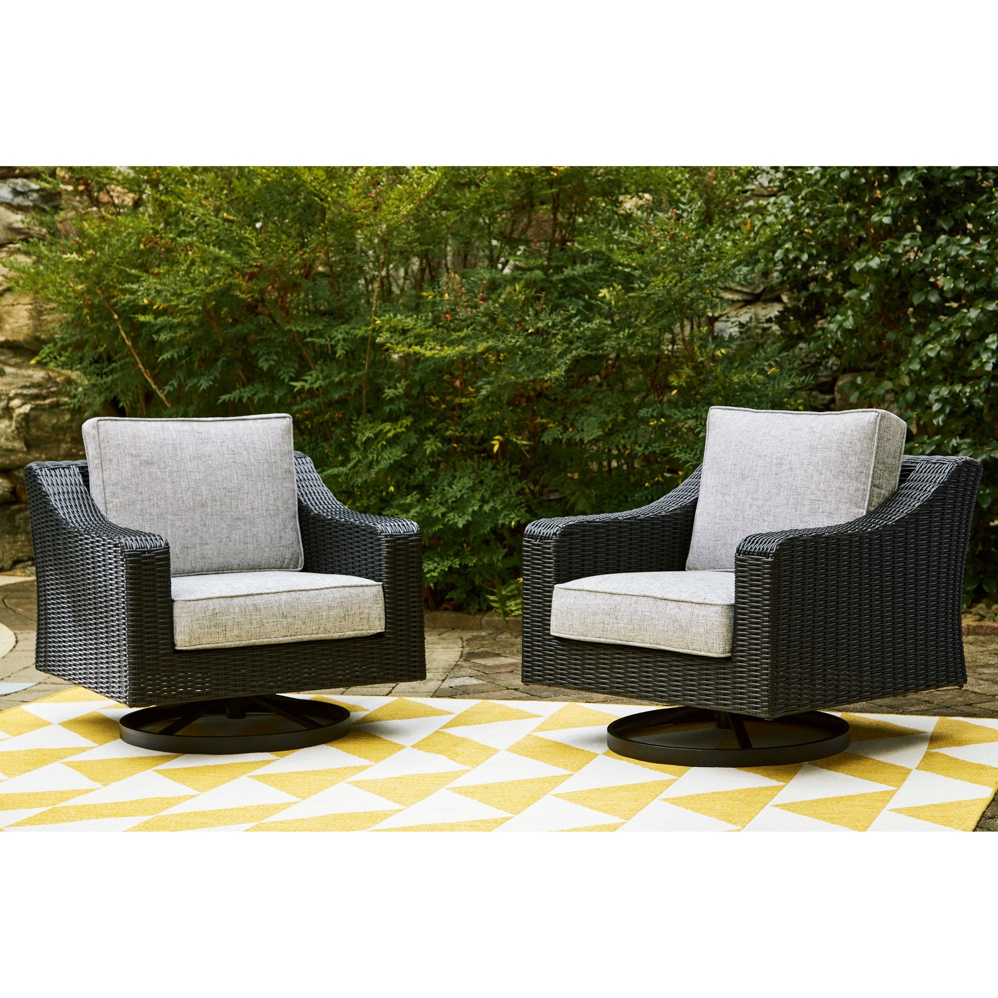 Fire Island Black Outdoor 3-Piece Seating Set (Sofa +2 Swivel Rockers)