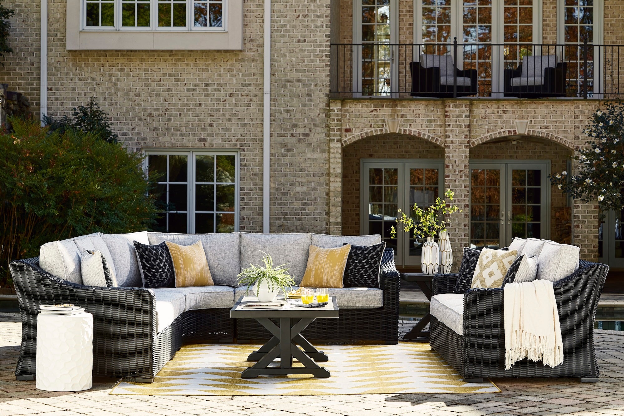 Fire Island Black Outdoor Sectional Set