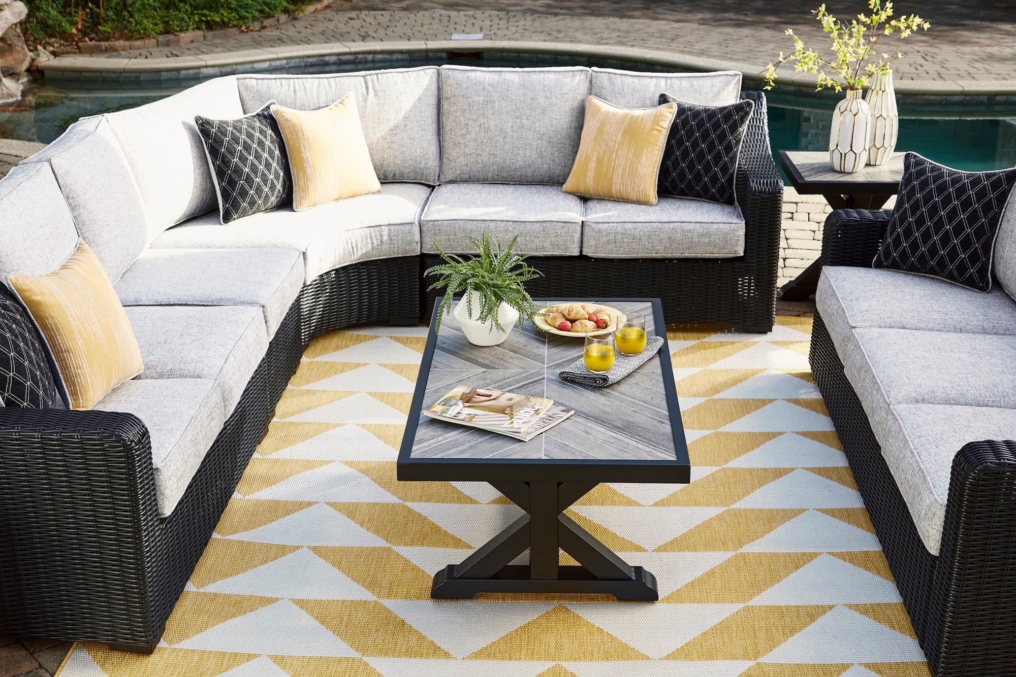 Fire Island Black Outdoor Sectional Set
