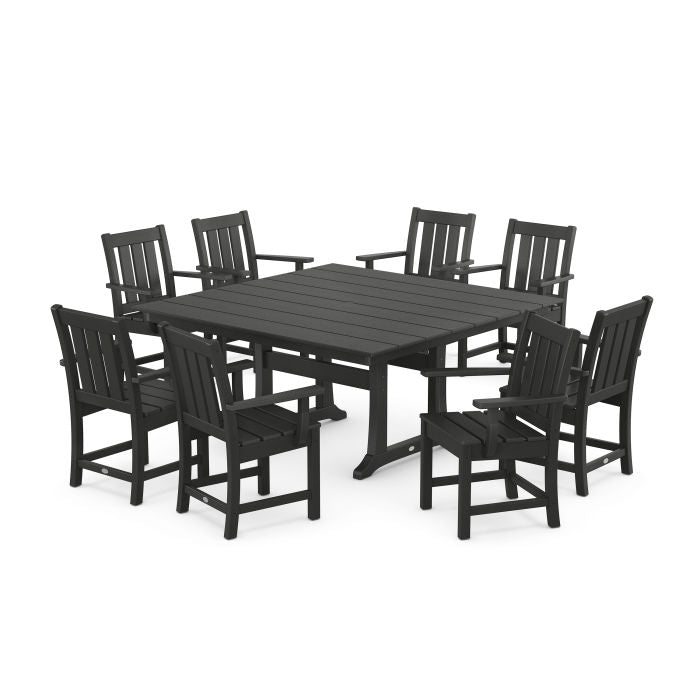 POLYWOOD Outdoor 59" Square Dining Table - Farmhouse or Nautical Trestle Style , Counter or Dining Height Table