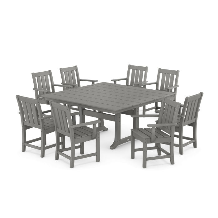 POLYWOOD Outdoor 59" Square Dining Table - Farmhouse or Nautical Trestle Style , Counter or Dining Height Table