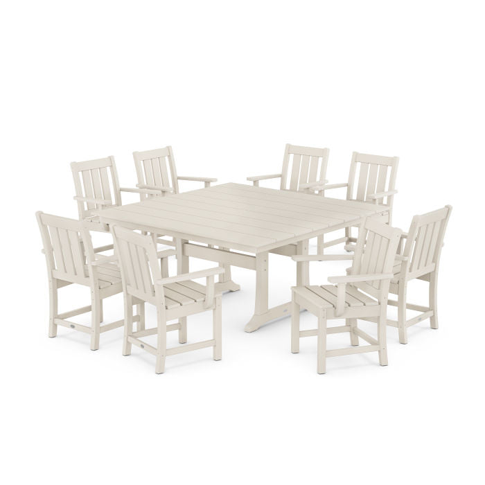 POLYWOOD Outdoor 59" Square Dining Table - Farmhouse or Nautical Trestle Style , Counter or Dining Height Table