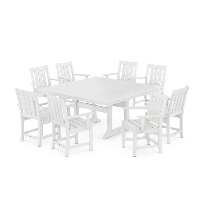 POLYWOOD Outdoor 59" Square Dining Table - Farmhouse or Nautical Trestle Style , Counter or Dining Height Table