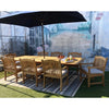 Teak Banquet 88-118&quot; Extendable 9-Piece Outdoor Dining Set With SANUR Woven Chairs
