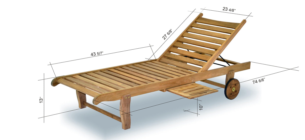 Windu Teak Chaise Lounger dimensions diagram