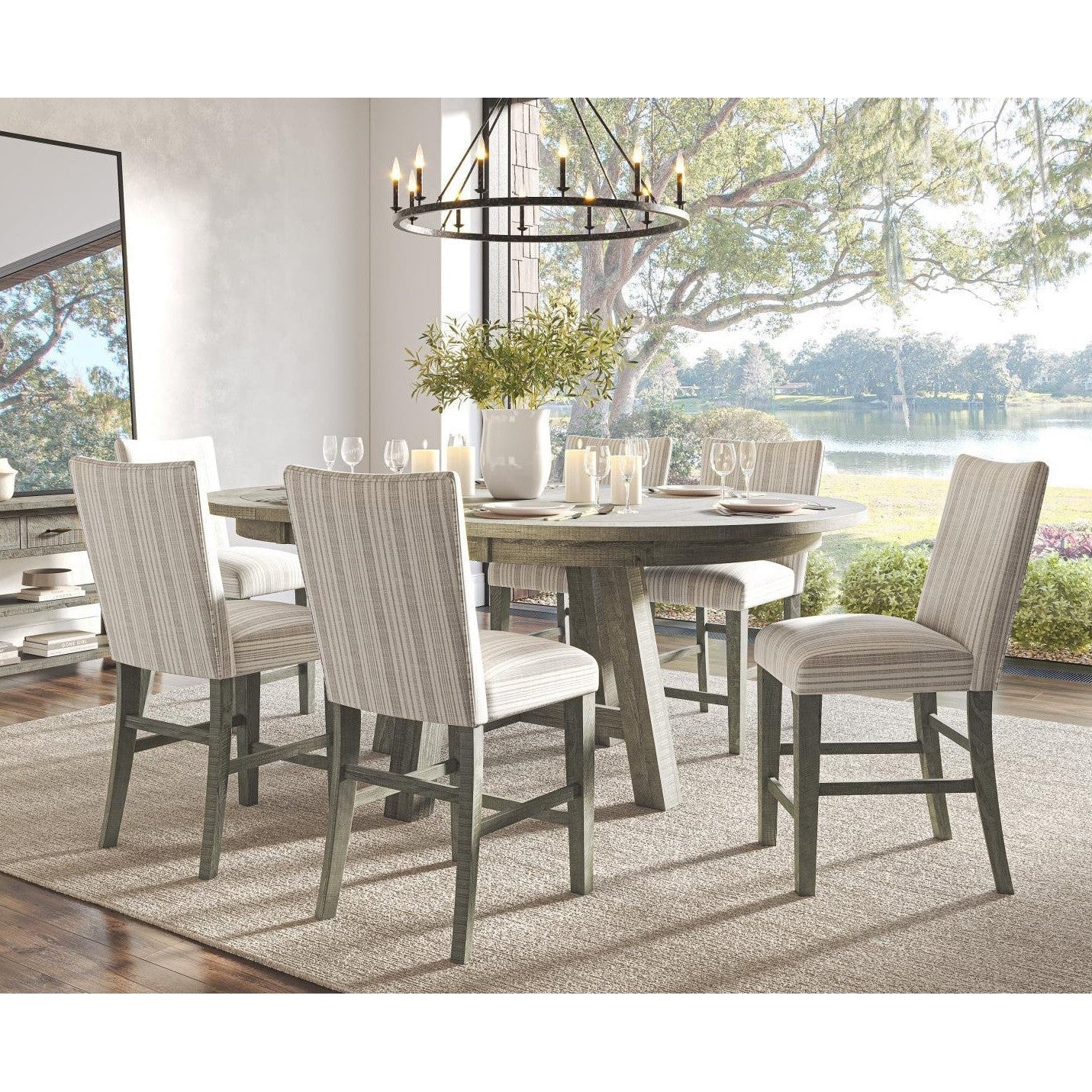 Saratoga 7-Piece Oval Extension (54"-78") Counter Height Dining Set