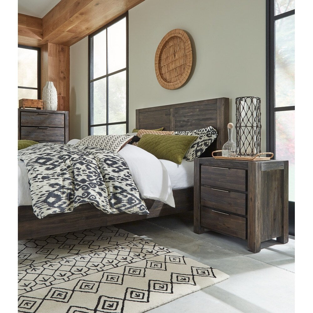 Savanna Coffee 4-Pc Bedroom Set (Queen or King Bed, Dresser, Nightstand, Mirror)