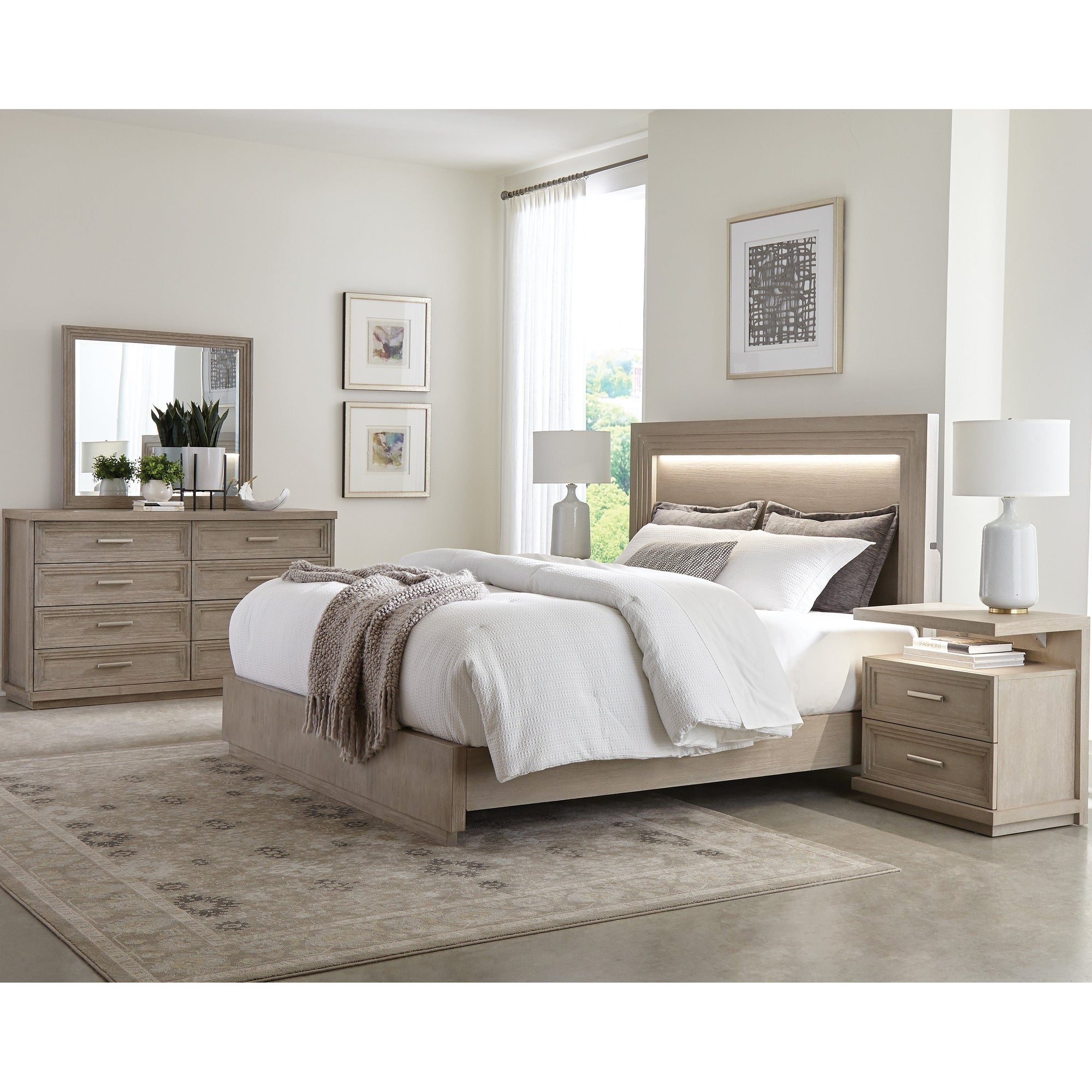 Stepstone Mist 3-Pc Queen Bedroom Set (Queen Bed +Dresser +Nightstand)