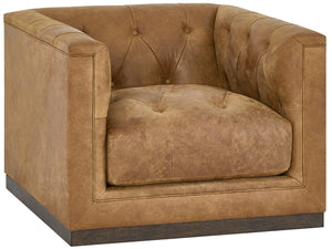 Universal Quinn Swivel Club Chair in Brown, angle view — view 3