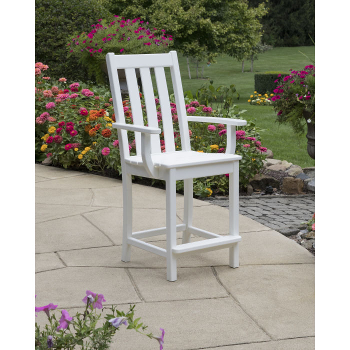 POLYWOOD Outdoor 59" Square Dining Table - Farmhouse or Nautical Trestle Style , Counter or Dining Height Table