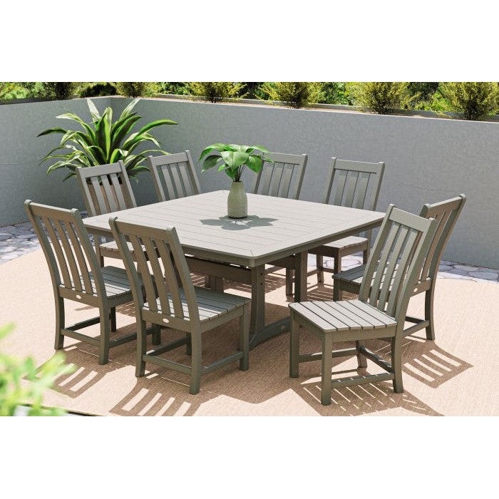 POLYWOOD Outdoor 59" Square Dining Table - Farmhouse or Nautical Trestle Style , Counter or Dining Height Table