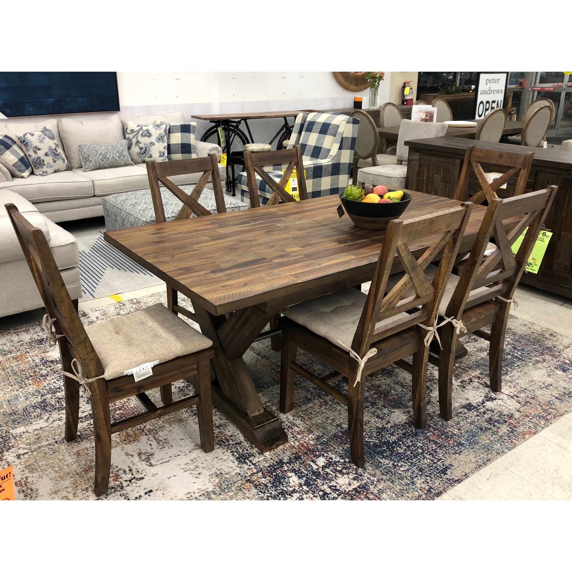 Rustic Extendable Dining Set with Butterfly Leaf (75-94")