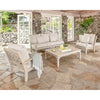 Polywood Chinoiserie  Outdoor 4pc Deep Seating Set with Sofa in Sand &amp; Dune cushions
