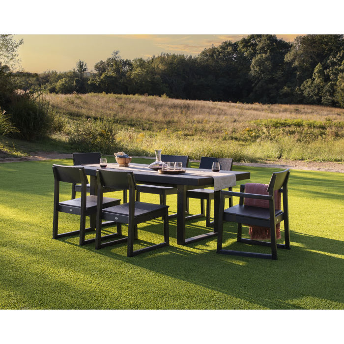 Polywood EDGE 7-Piece 78" Outdoor Dining Set Shown in Vintage Coffee - other colors available