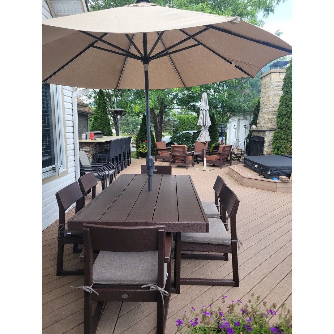 Polywood EDGE 7-Piece 78" Outdoor Dining Set Shown in Vintage Coffee - other colors available