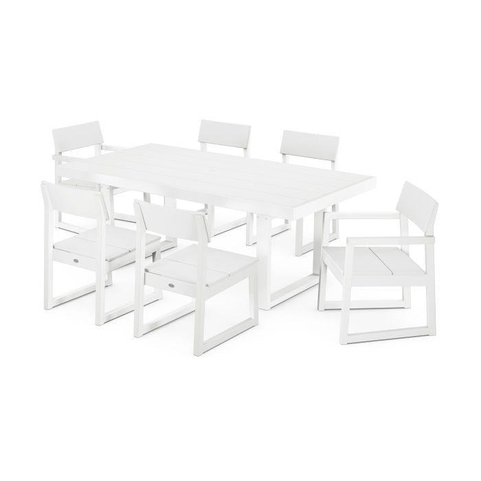 Polywood EDGE 7-Piece 78" Outdoor Dining Set Shown in Vintage Coffee - other colors available