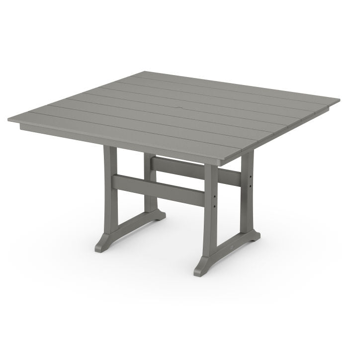 POLYWOOD Outdoor 59" Square Dining Table - Farmhouse or Nautical Trestle Style , Counter or Dining Height Table