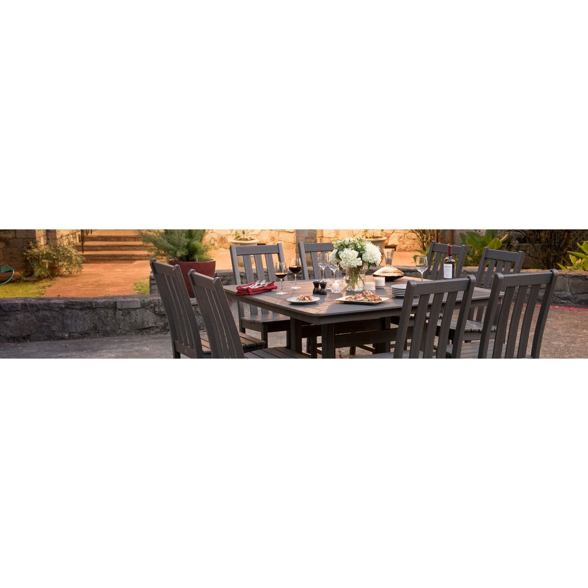 POLYWOOD Outdoor 59" Square Dining Table - Farmhouse or Nautical Trestle Style , Counter or Dining Height Table