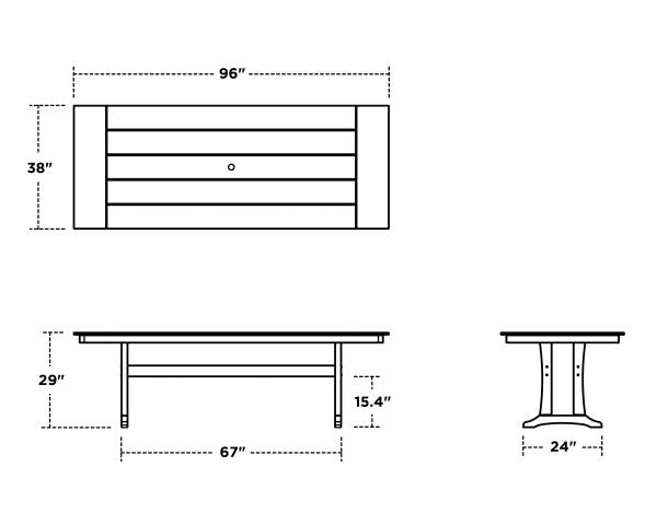 POLYWOOD 96" Outdoor Dining Tables - Farmhouse Style