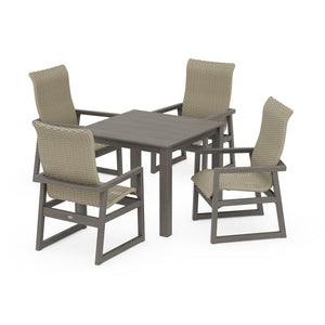 Polywood EDGE Woven Highback 5-Piece Parsons Dining Set - Two-Tone — view 1