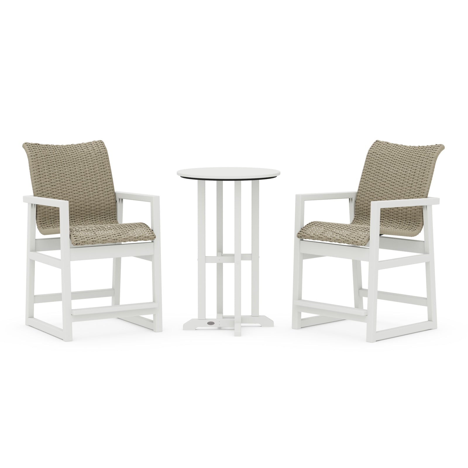 Polywood EDGE Woven 3-Piece Farmhouse Counter Set - Two-Tone
