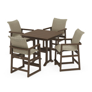 Polywood EDGE Woven 5-Piece Farmhouse Counter Set with Trestle Legs - Two-Tone — view 3
