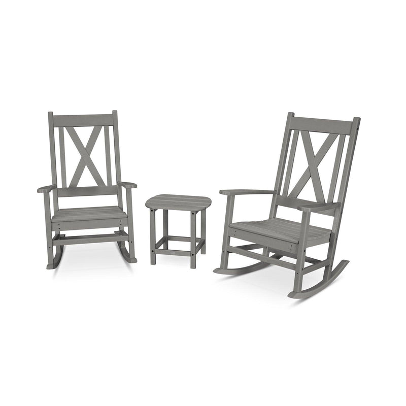 Polywood Braxton 3-Piece Porch Rocking Chair Set - Select Two-Tone