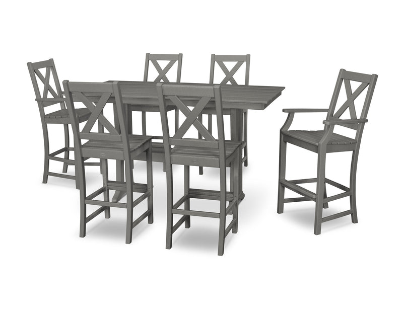 Polywood Braxton 7-Piece Farmhouse Trestle Bar Set - Select Two-Tone