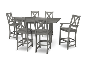 Polywood Braxton 7-Piece Farmhouse Trestle Bar Set - Select Two-Tone — view 3
