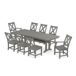 Polywood Braxton 9-Piece Farmhouse Dining Set with Trestle Legs - Select Two-Tone — view 1