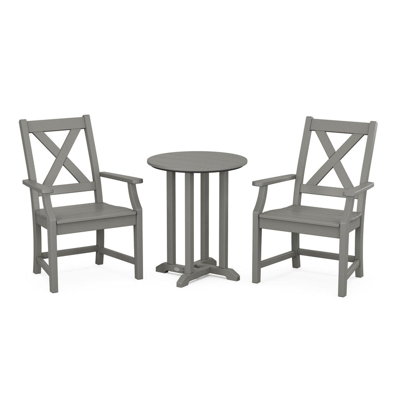 Polywood Braxton 3-Piece Round Bistro Dining Set - Select Two-Tone