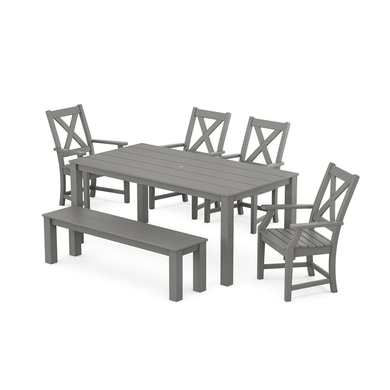 Polywood Braxton 6-Piece Parsons Dining Set with Bench - Select Two-Tone
