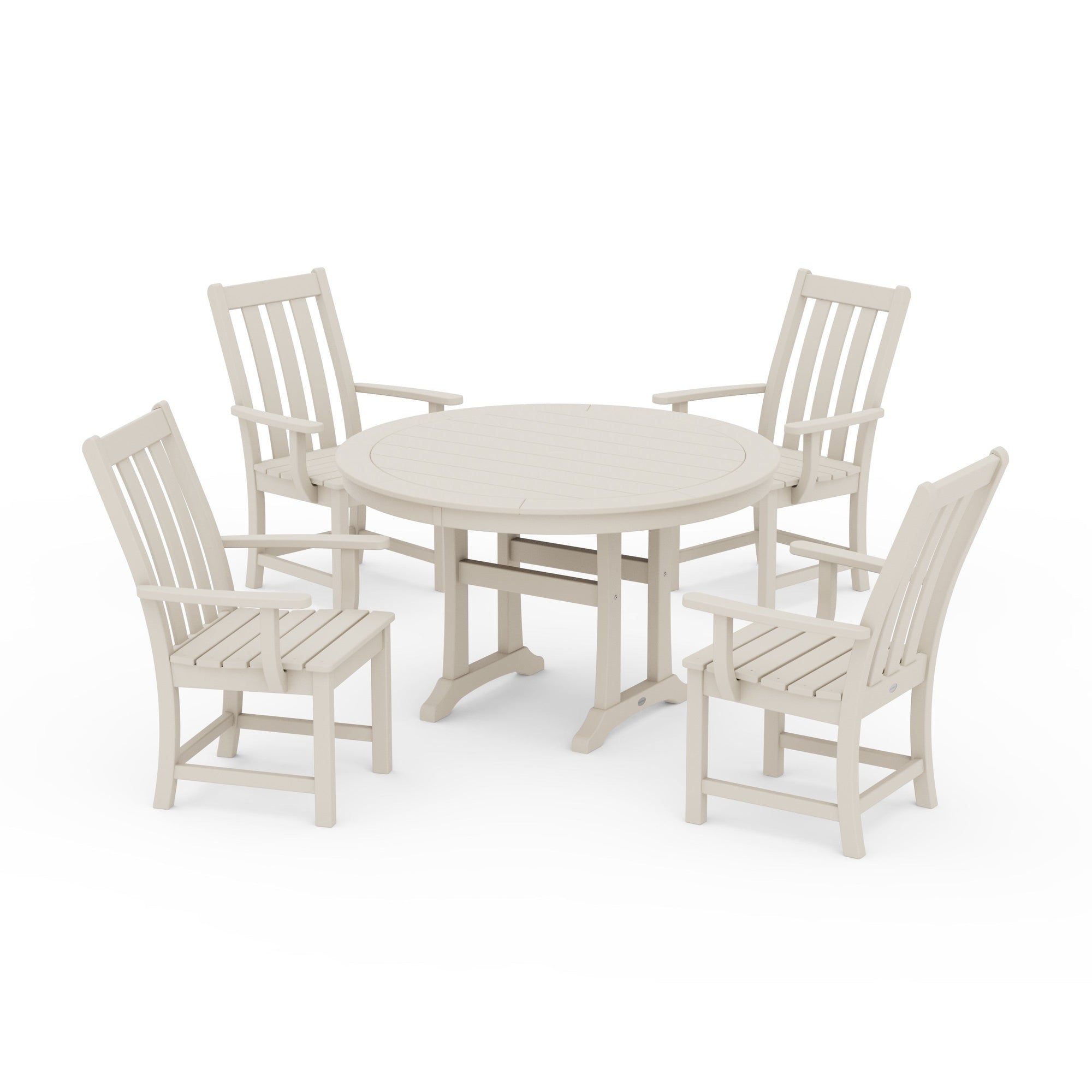 Vineyard 5-Piece Round Dining Set with Trestle Legs