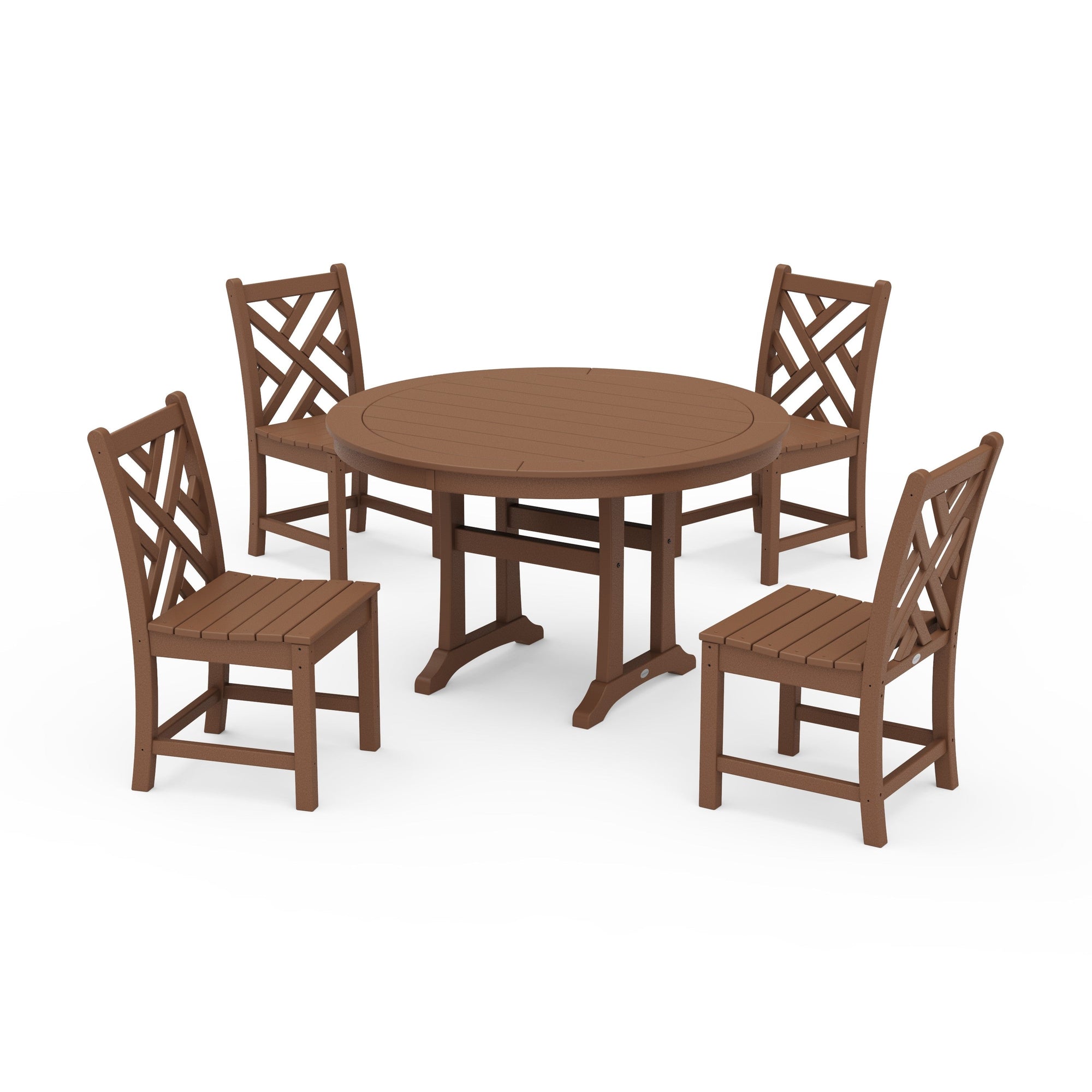 Chippendale Side Chair 5-Piece Round Dining Set With Trestle Legs