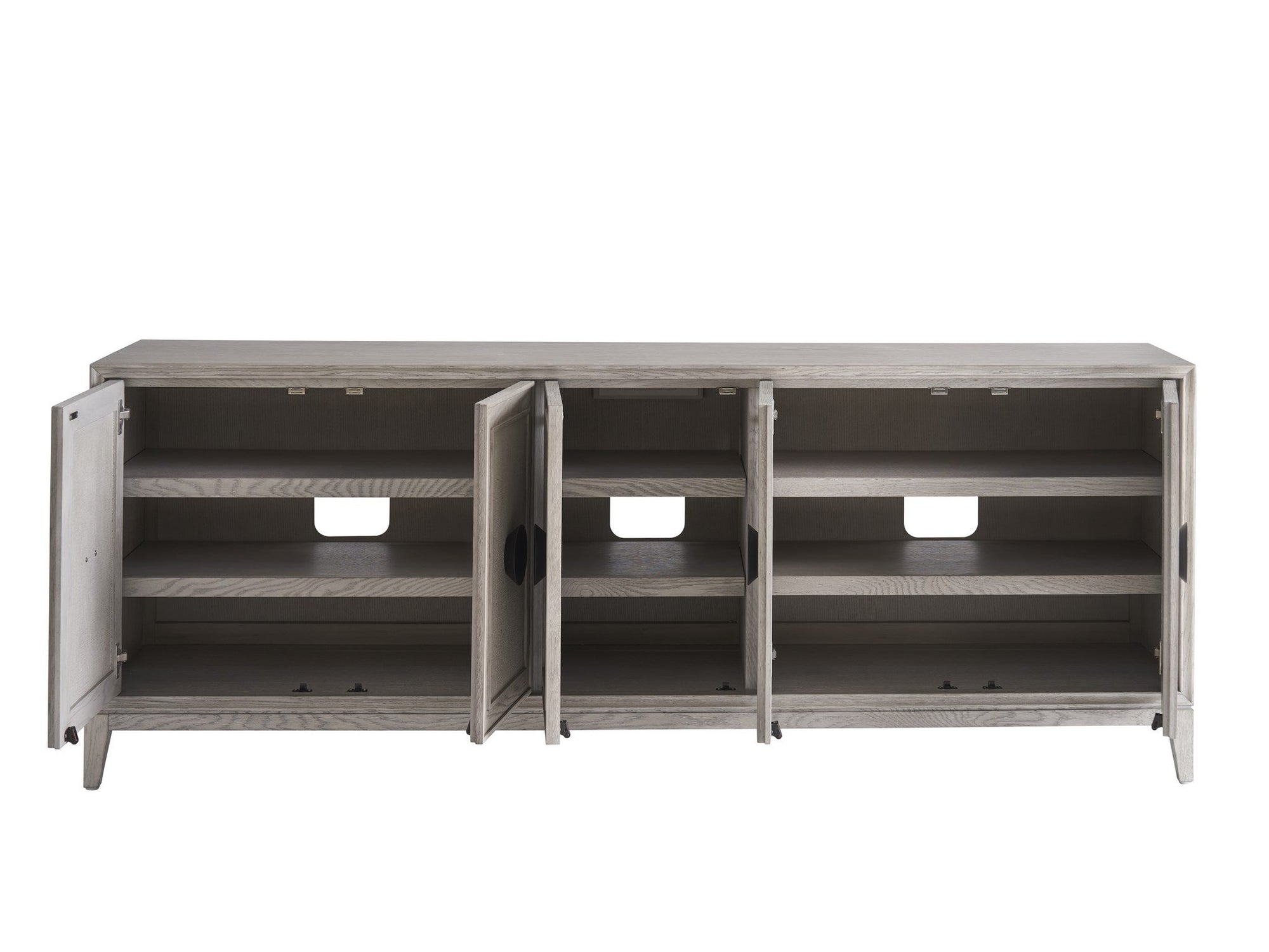 Fog & Oak Linen 5-Door Credenza 86"
