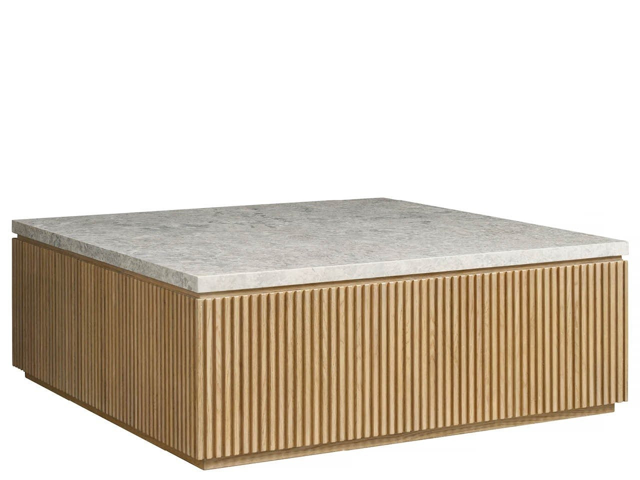 Carmen Natural Oak Coffee Table Reeded/Marble 42" Square