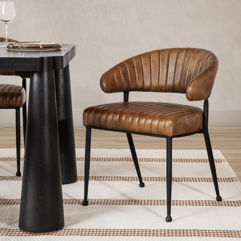 Chestnut Top Grain Leather Dining Chair