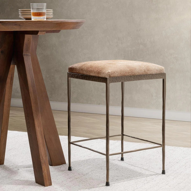 Bose Sand Leather Hide Counter Stool 26"