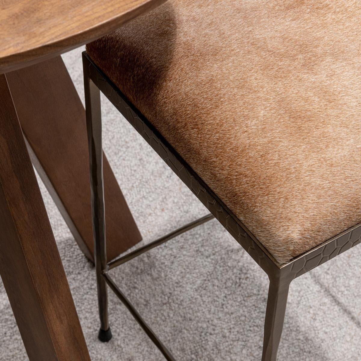 Bose Sand Leather Hide Counter Stool 26"