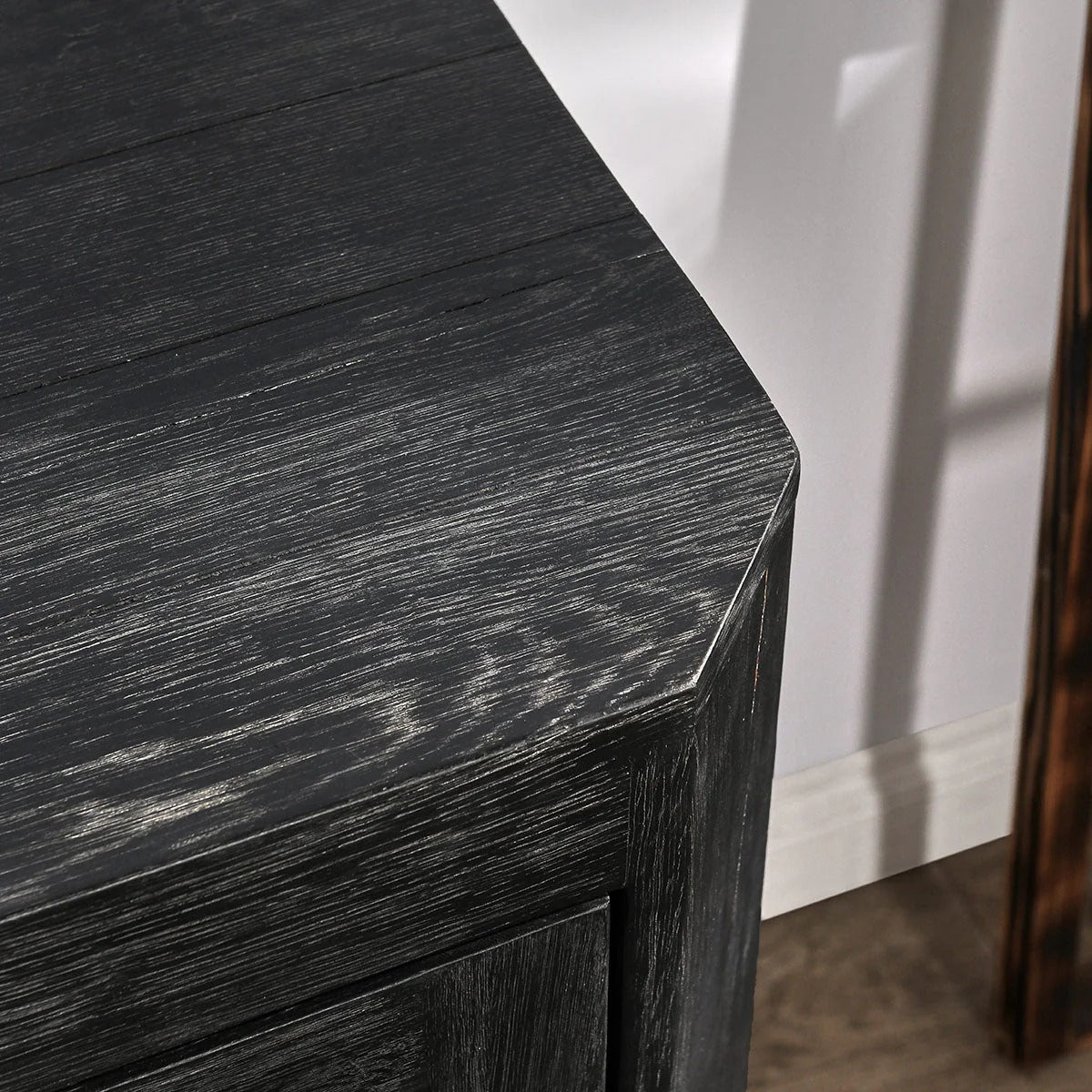 Aged Black Reclaimed Oak 4-Door Cabinet 84"