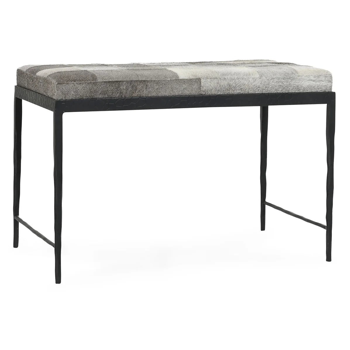 Achen Gray Hair on Hide Iron Bench 28"