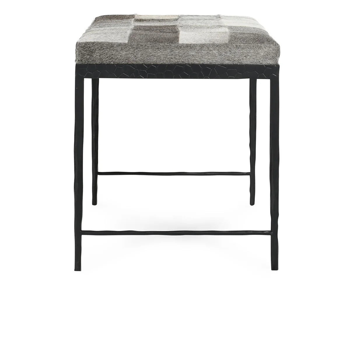 Achen Gray Hair on Hide Iron Bench 28"