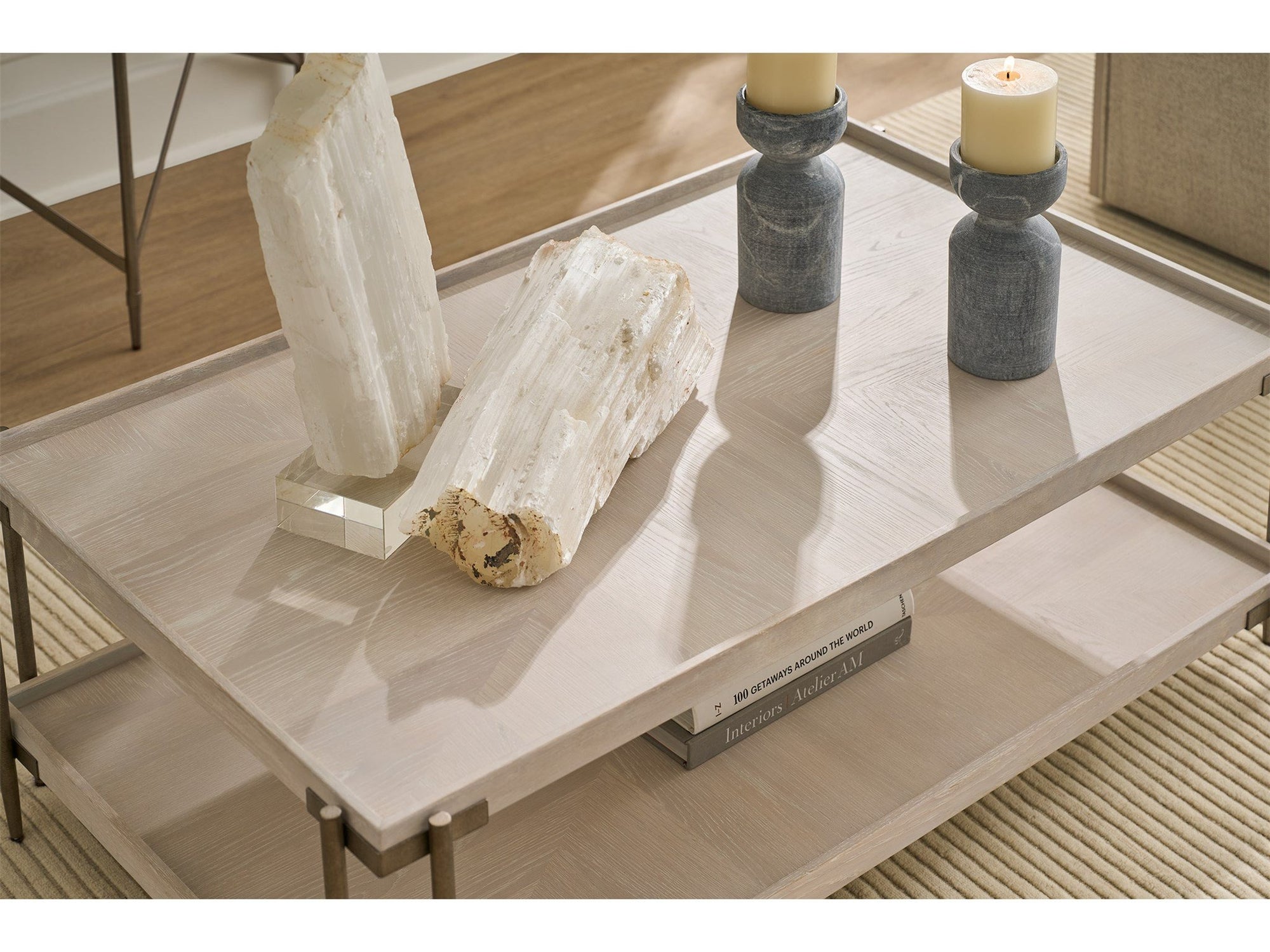 Selkie White Oak & Metal Coffee Table 52"