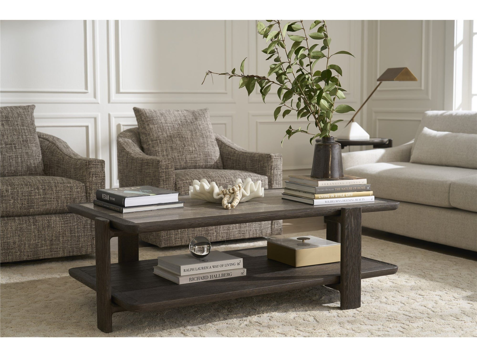 Modern Earth & Stone Coffee Table 56"