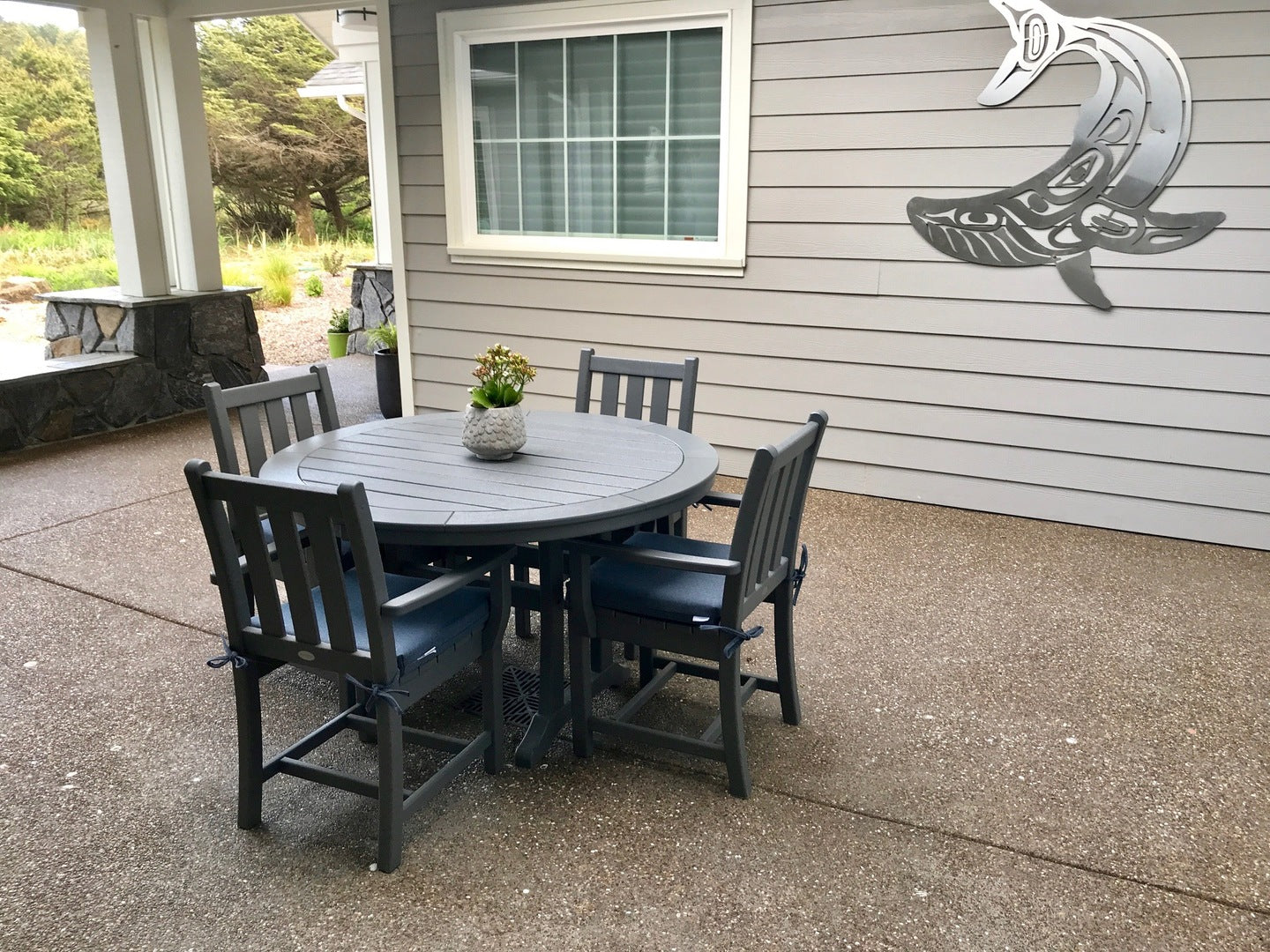 POLYWOOD 48" Round Outdoor Table - NAUTICAL Style Dining, Counter or Bar Height