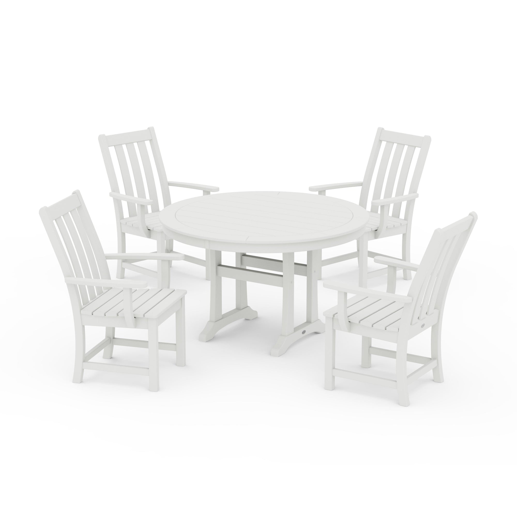 Vineyard 5-Piece Round Dining Set with Trestle Legs